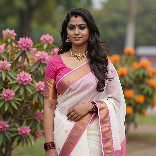 Beautiful Indian Woman in Modern Sari Design