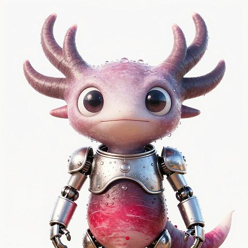 Adorable Alien Axolotl in Robotic Armor