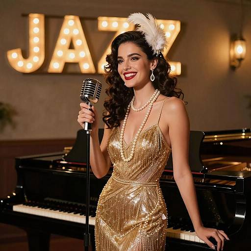 Retro Glam Jazz Singer Portrait