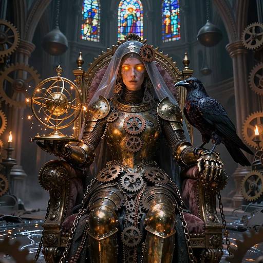 Mystical Clockwork Priestess in Fantasy Art
