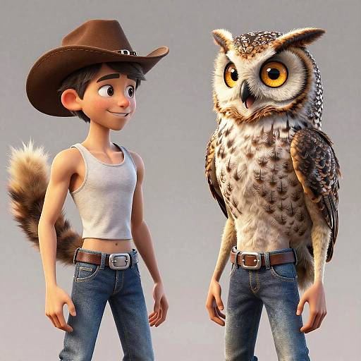 Youthful Owl Hybrid Cowboys Embrace