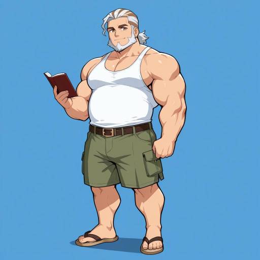 Burly Man Standing with Book Background Burly Man Standing with Book Background