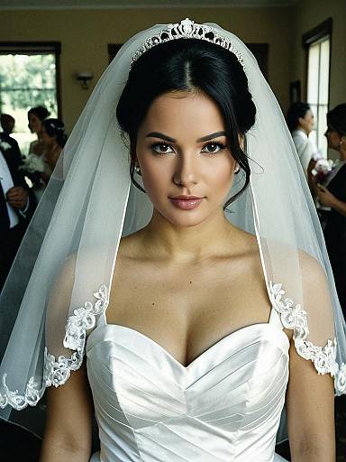 Elegant Solo Bride in Wedding Dress