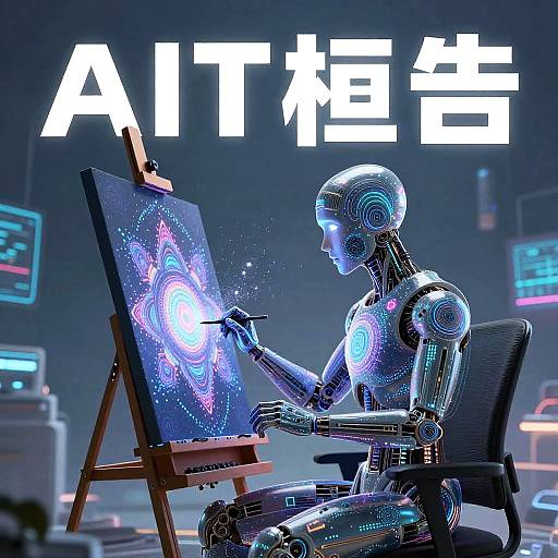 Humanoid AI Crafting Ethereal Digital Art