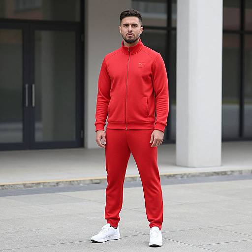 Man in Red Sports Day Tracksuit