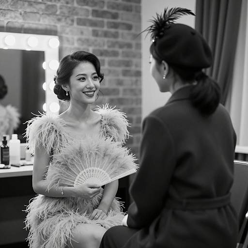 Elegant Black and White Portrait of Women