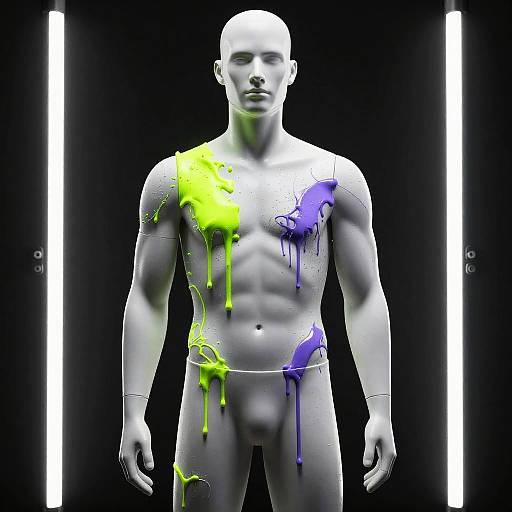 Neon-Painted Mannequin Cyberpunk Photo