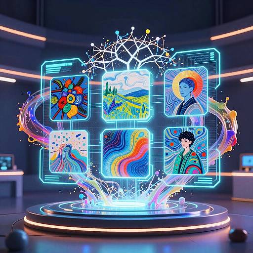 Glowing AI Interface Creating Art