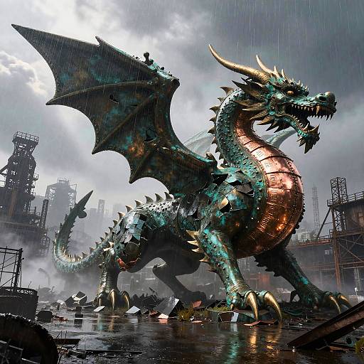 Colossal Shattered Bronze Dragon Statue