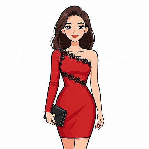 Elegant Woman in Red Mini Dress