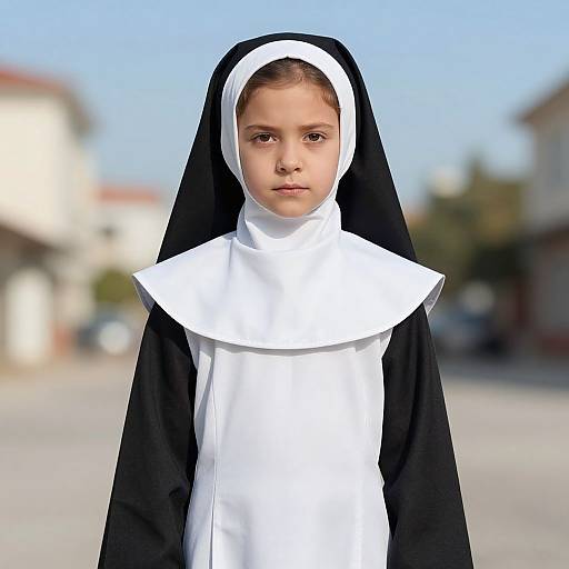 Realistic Nun Kid Costume Outdoors