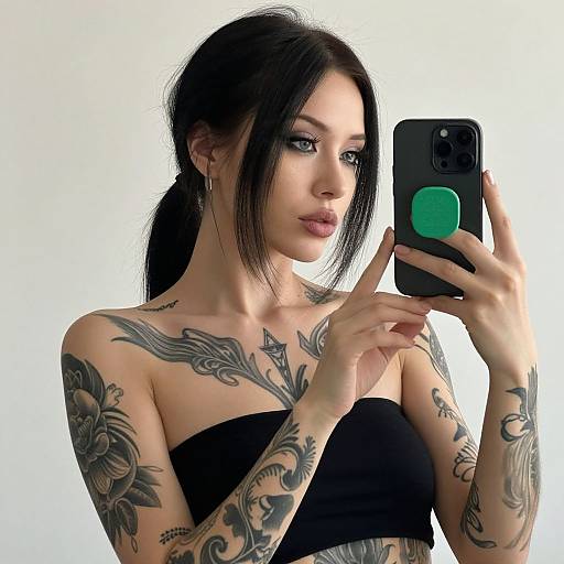 Tattooed Woman Mirror Selfie