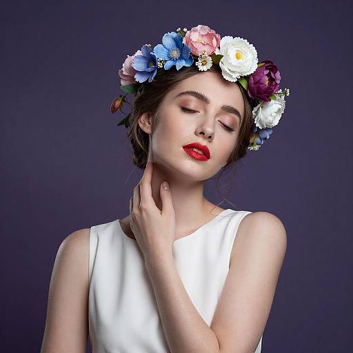 Ethereal Woman with Colorful Floral Crown