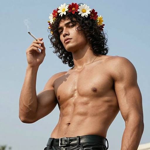 Muscular Teen with Flower Crown