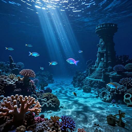 Moonlit Coral Reef Fantasy Scene