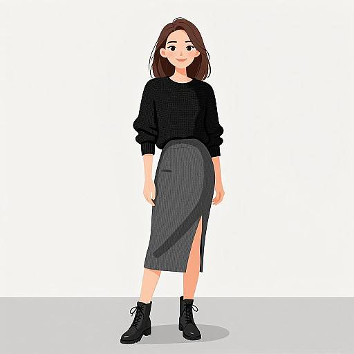 Smiling Woman in Casual Contemporary Outfit