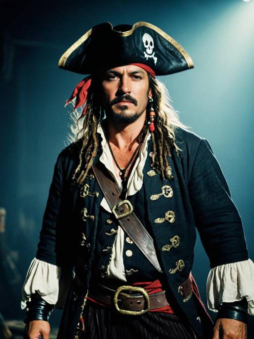 Man in Detailed Pirate Costume