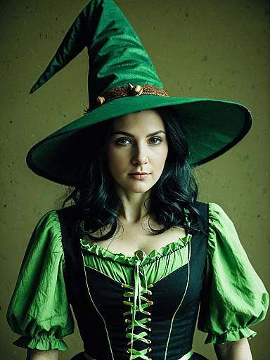 Woman in Green Witch Costume
