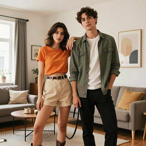 Stylish Urban Couple with Leash