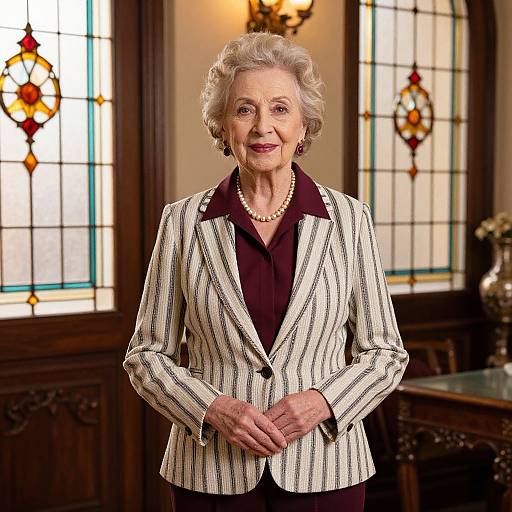 Elegant Elderly Woman in Warm Interior