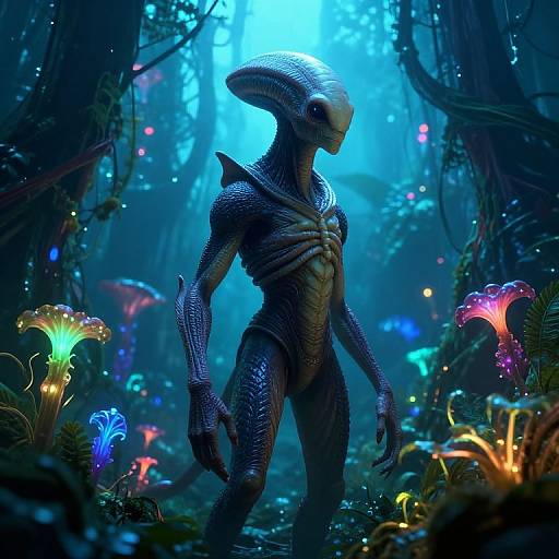 Bioluminescent Alien Jungle Scene