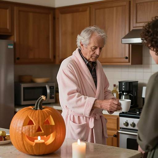 Cozy Kitchen Scene with Elderly Man