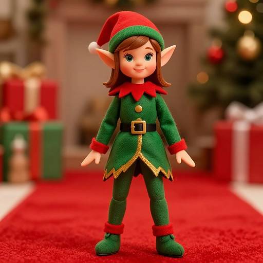 Elf with Green Outfit and Presents