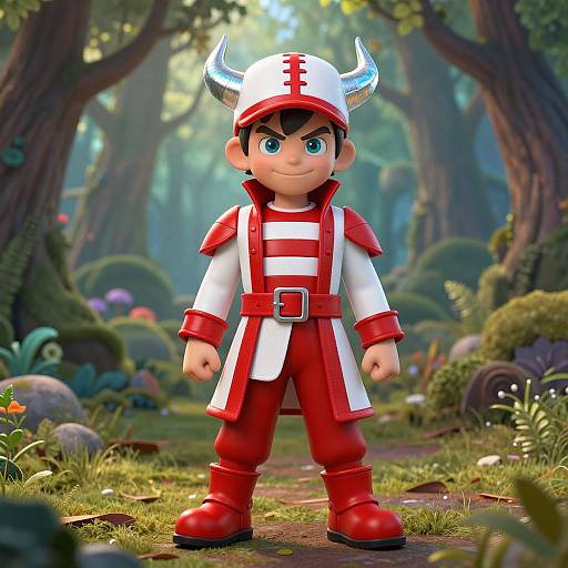 Mischievous Boy with Silver Horns