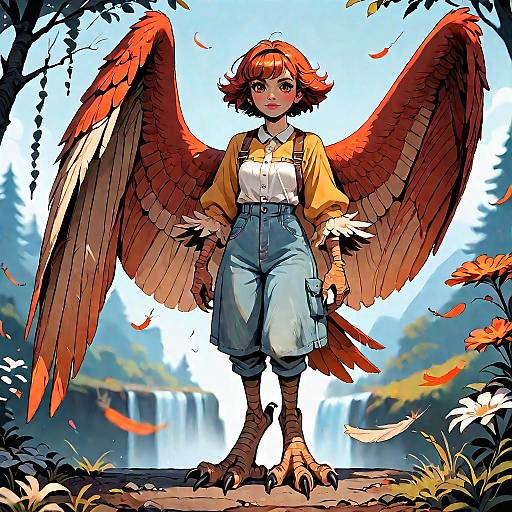Savannah Harpy Girl with Armed Wings