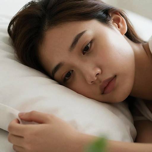 Young Woman Resting on Pillow