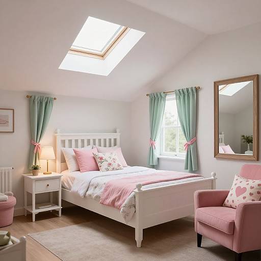 Cozy Floral Attic Bedroom Scene