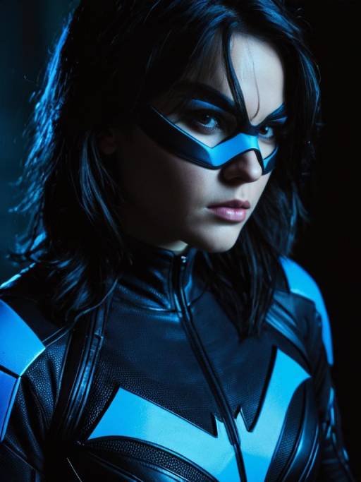 Woman in Nightwing Costume Close-Up