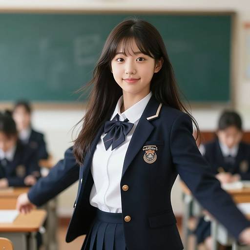 Photorealistic Korean Schoolgirl Portrait