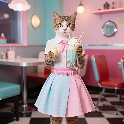 Retro 1950s Cat in Diner