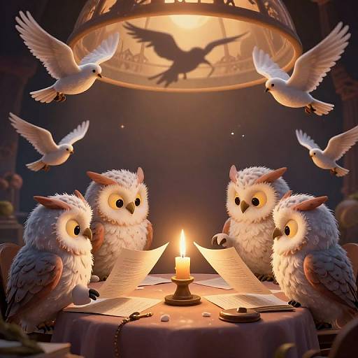 Owls' Enchanted Scholarly Debate