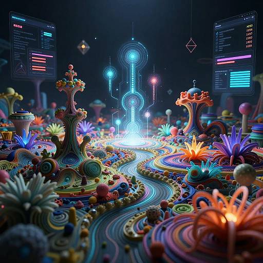 Colorful Fractal Tech Landscapes