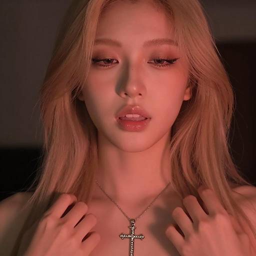 Illuminated Portrait with Red-Orange Light