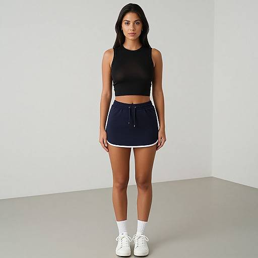 Woman in Crop Top and Mini Skirt
