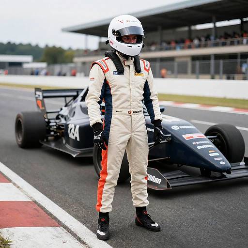 Racecar Driver Standing on Street
