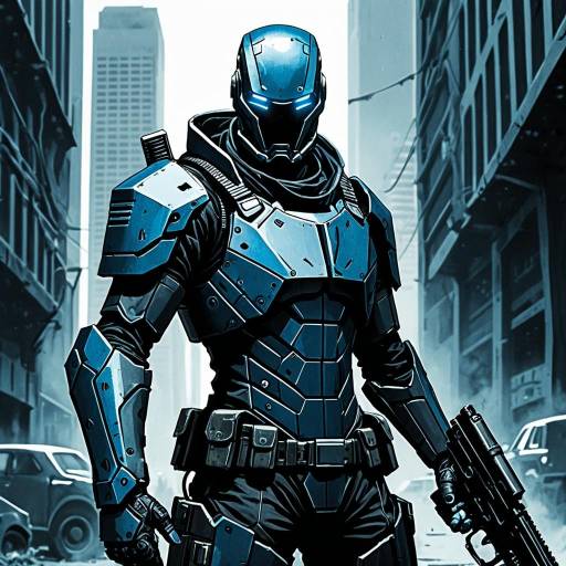 Stealthy Android Assassin in Dystopian Noir