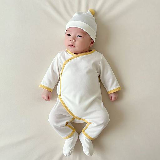 Newborn in Organic White Gold Outfit