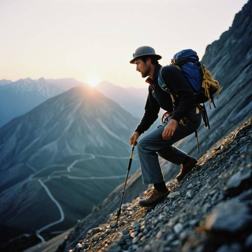 Dynamic Mountain Climber at Sunrise