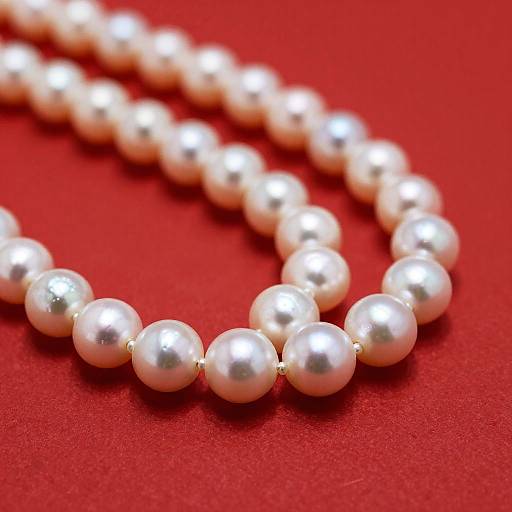Lustrous Pearl Necklace on Red