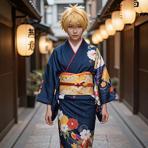 Woman in Kimono Zenitsu Costume