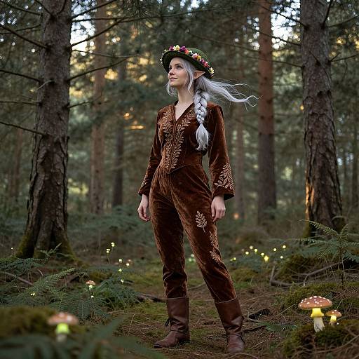 Graceful Elf in Enchanted Forest