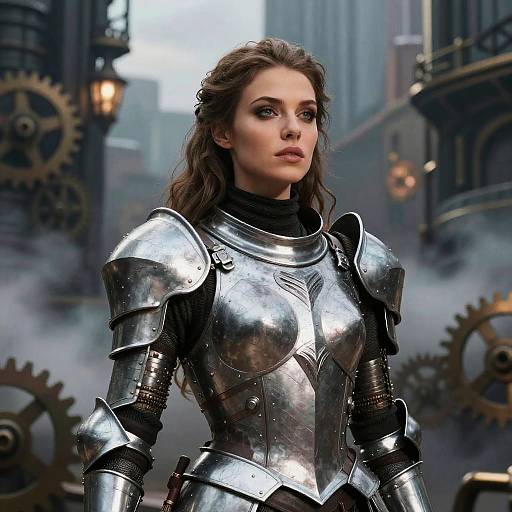 Warforged Female in Steampunk City