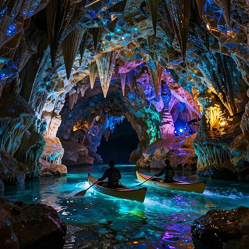 Twilight Luminescent Crystal Cavern Canoe Journey