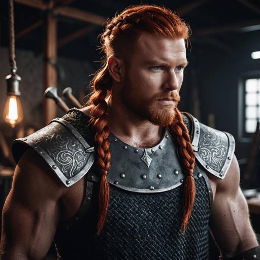 Viking Blacksmith with Braided Red Hair