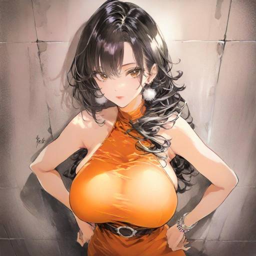 Elegant Homura Akemi in Orange Dress
