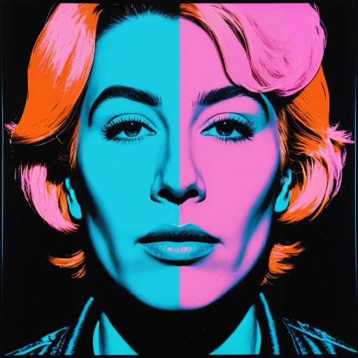 Neon Abstract Portrait in Warhol Style